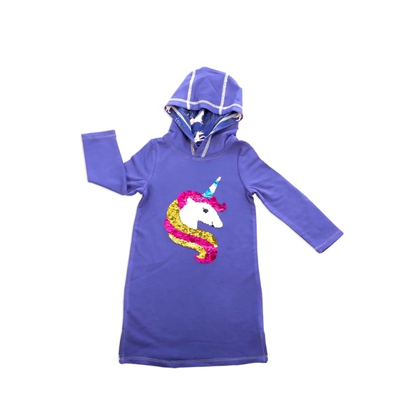 Silkberry Baby Bamboo Fleece Hoodie Dress with Magic Sequins.  Size 2T - Picture 1 of 6